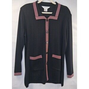 Exclusively Misook Women's Slinky Knit Cardigan Open Front Size L